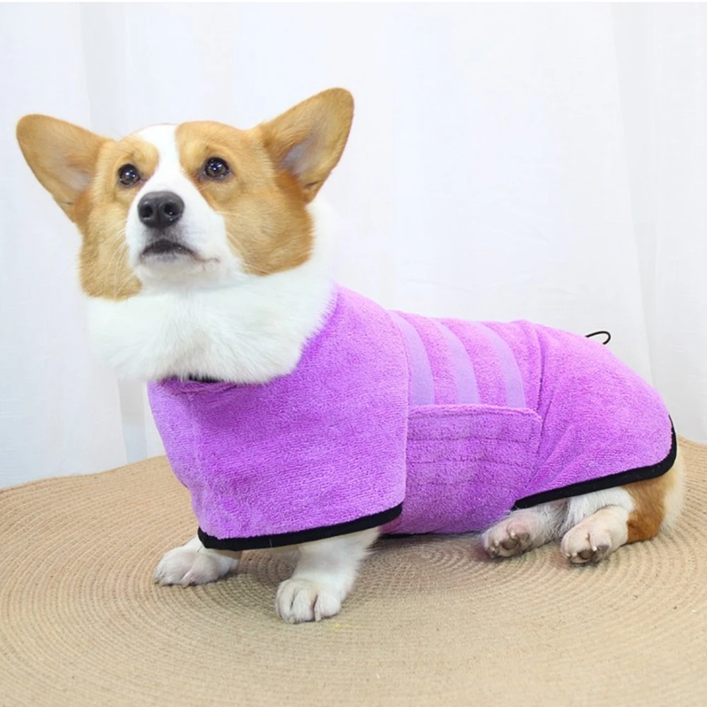 Dog Bathrobe Microfiber Dog Cat Drying Coat Super Absorbent Luxurious Soft Pet Bath Towel Adjustable Warm Puppy Bathing Supplies