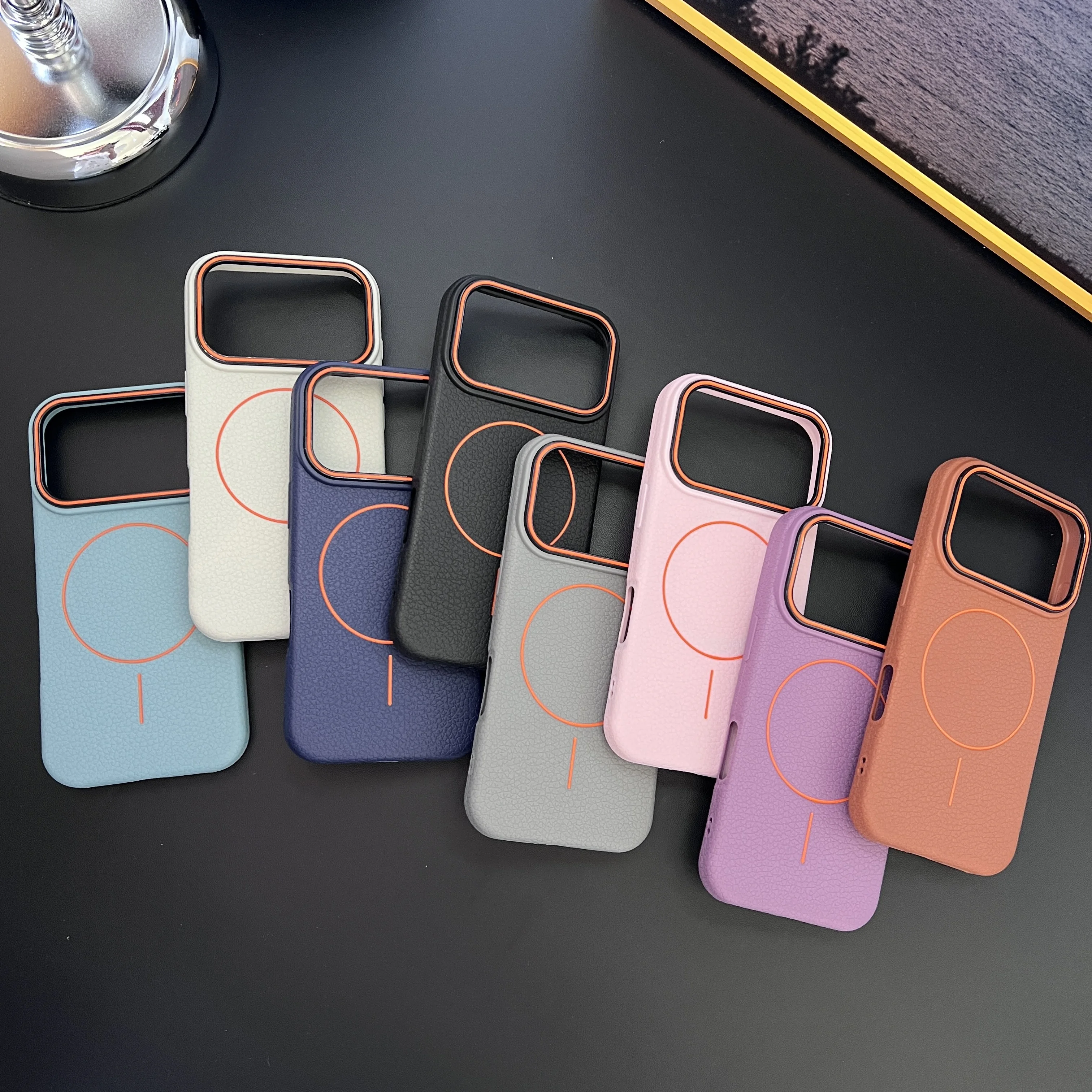 Frosted Hit Color Lichee Pattern Magnetic Phone Case For iPhone 17 Air 16 15 14 13 12 11 Pro Max Plus For Magsafe TPU Soft Cover - náhled 6