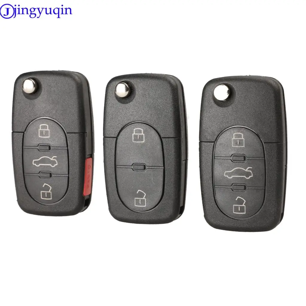 jingyuqin 10p Flip Remote Car Key Shell Styling For Audi A2 A3 A4 A6 A8 TT Uncut Fob Case Cover 2/3/4 Buttons CR2032