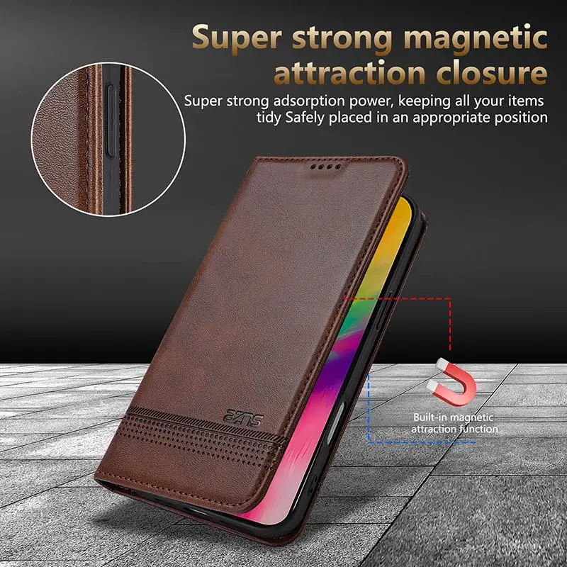 Leather Case For iPhone 17 16 15 14 13 12 11 Pro Max 16e 17 Air X XR XS Max SE 7 8 Plus Luxury Magentic Flip Wallet Cover - náhled 4