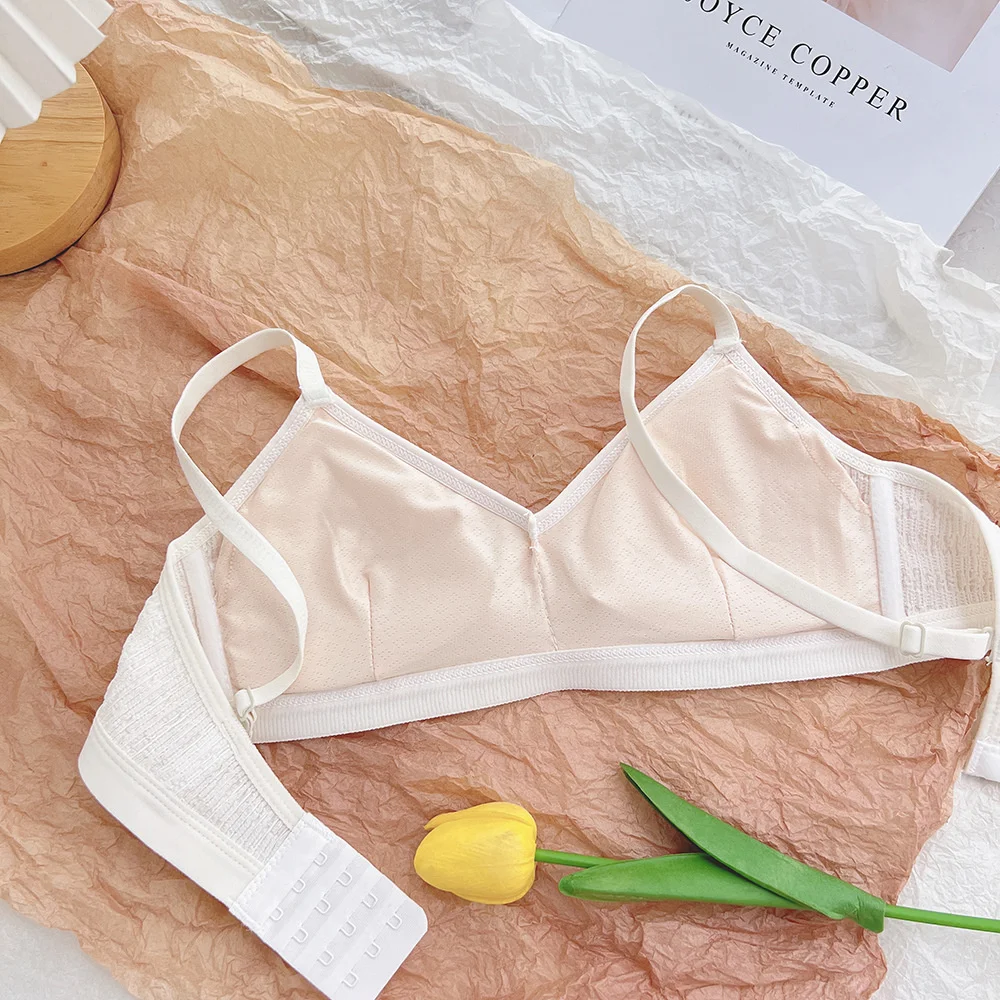 SP&CITY Korean Simple Cotton Breathable Sexy Thin Bra For Women Without Steel Ring Gathered French Bralette Seamless Female Bras