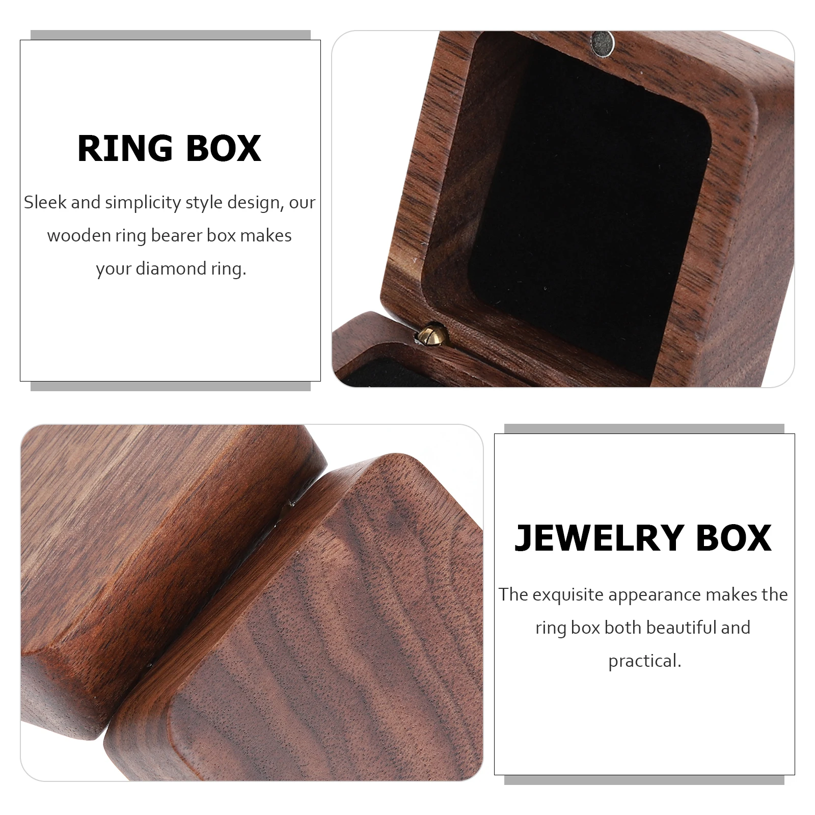 

Wooden Ring Box Engagement Wedding Proposal Storage Display Container Jewelry Holder Gift Packaging Favors Organizer Bridesmaid