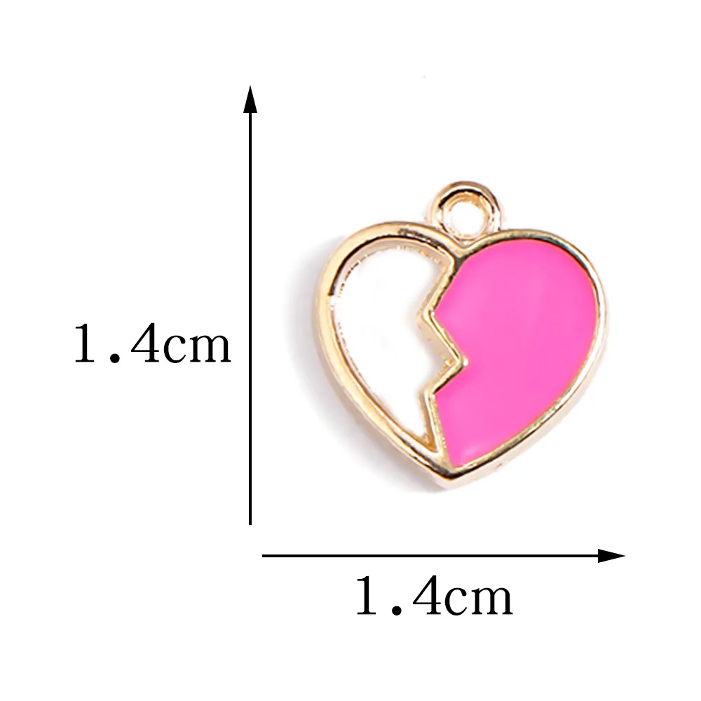 20 pcs/lot Fashion Colors Heart Alloy Enamel Pendant Accessories Charms for Women, Earrings/Necklace Handmade DIY Jewelry