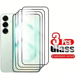 3Pcs Full Coverage Tempered Glass Screen Protectors Compatible with Samsung S25 S24 Ultra S23 S22 S21 Plus FE Glass