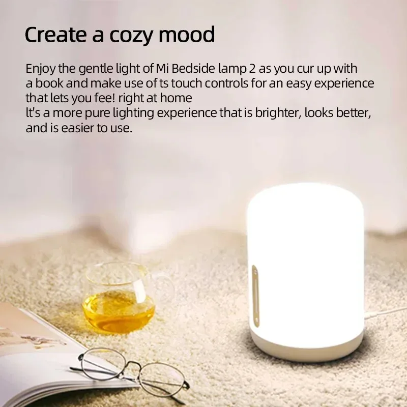 NEW MIJIA Bedside Lamp 2 Smart Table LED Night Light Colorful 400 Lumens Bluetooth WiFi Touch Control for Apple HomeKit Siri-CN-