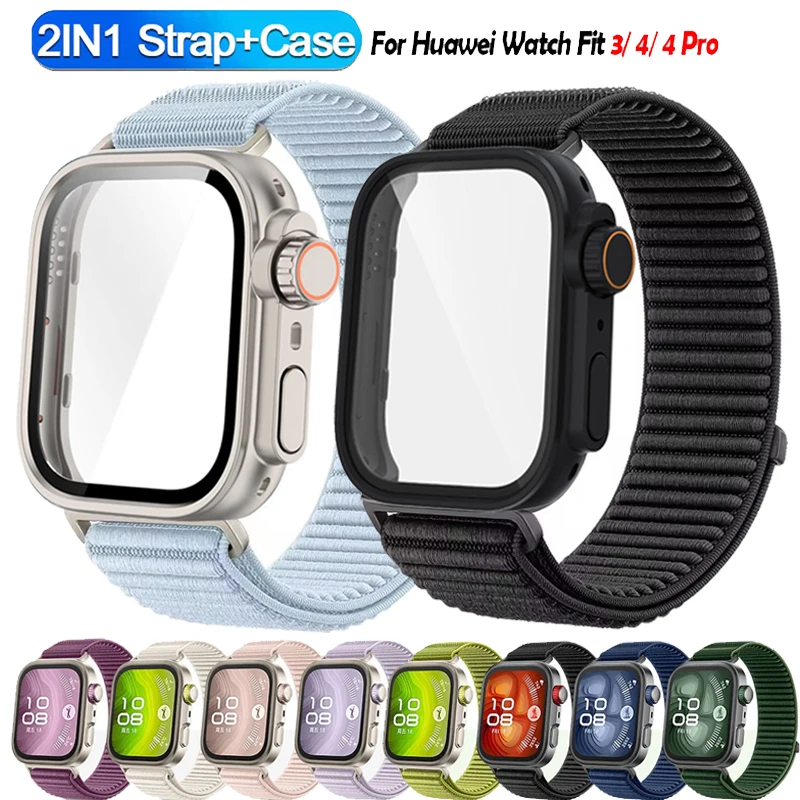 

Стеклянный корпус + нейлоновая петля для Huawei Watch Fit 4 Fit 4 Pro Браслет-браслет для Huawei Watch Fit 3 4 Change to Ultra 2 Case