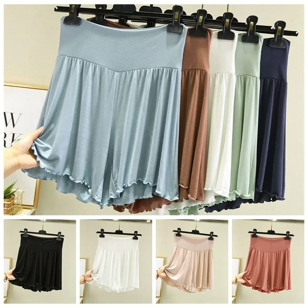 Casual Modal High Waist Casual Shorts High Waist Breathable Ruffle Skort Pants Soft Women Casual Bottom Home