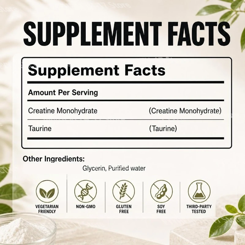 Creatine Monohydrate Taurine Fine Powder Supplement Daily Support for Sports Training Men & Women 180g 30 Day Supply