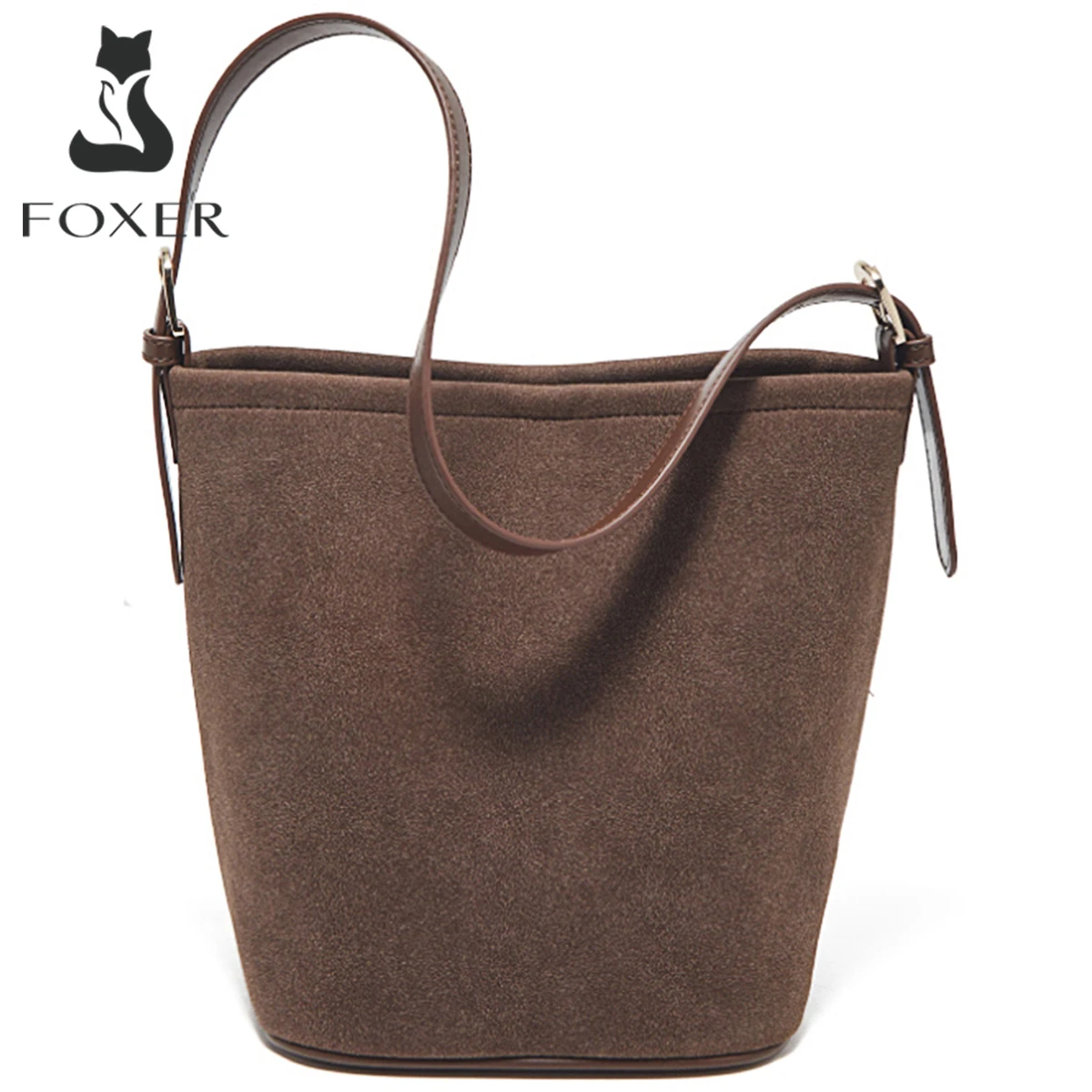 FOXER 2025 autunno inverno nuove donne borsa a tracolla borsa da ragazza borsa a tracolla borsa a secchiello classica da donna in pelle scamosciata sintetica regalo