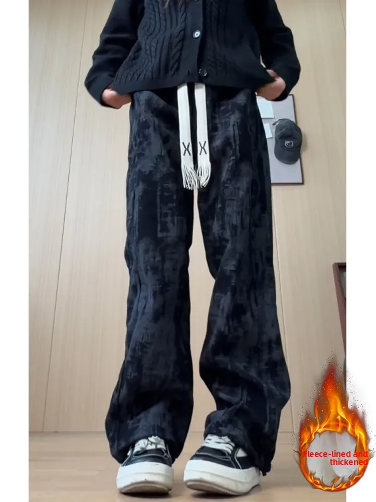 

Bla American Retro Corduroy Pants Men's Thiened Winter Sports Casual Straight Leg Trousers Comfortable Breathable Sweatpants