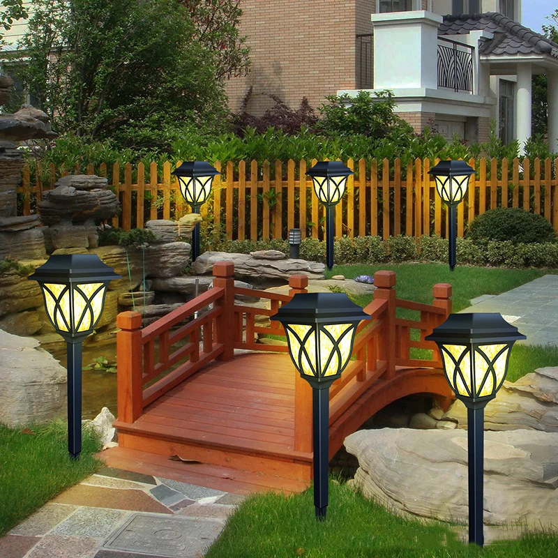 2pcs/Lot Led Solar Lawn Lights Outdoor Waterproof Warm Light Garden Decoration Lamp For Walkway Path Villa Yard Driveway image 5