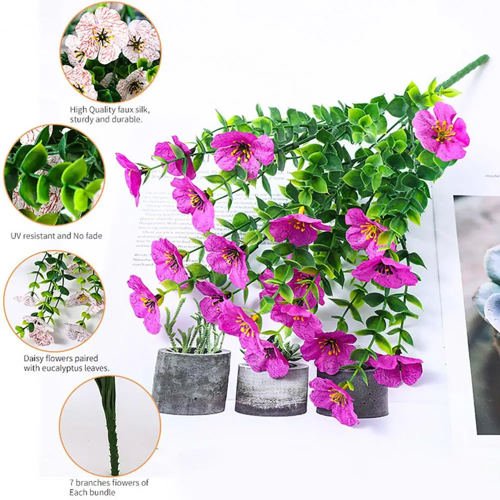 Arranjos florais simulados de alta qualidade, flores artificiais realistas, pacote de vegetação para jardim ao ar livre, casa para exterior