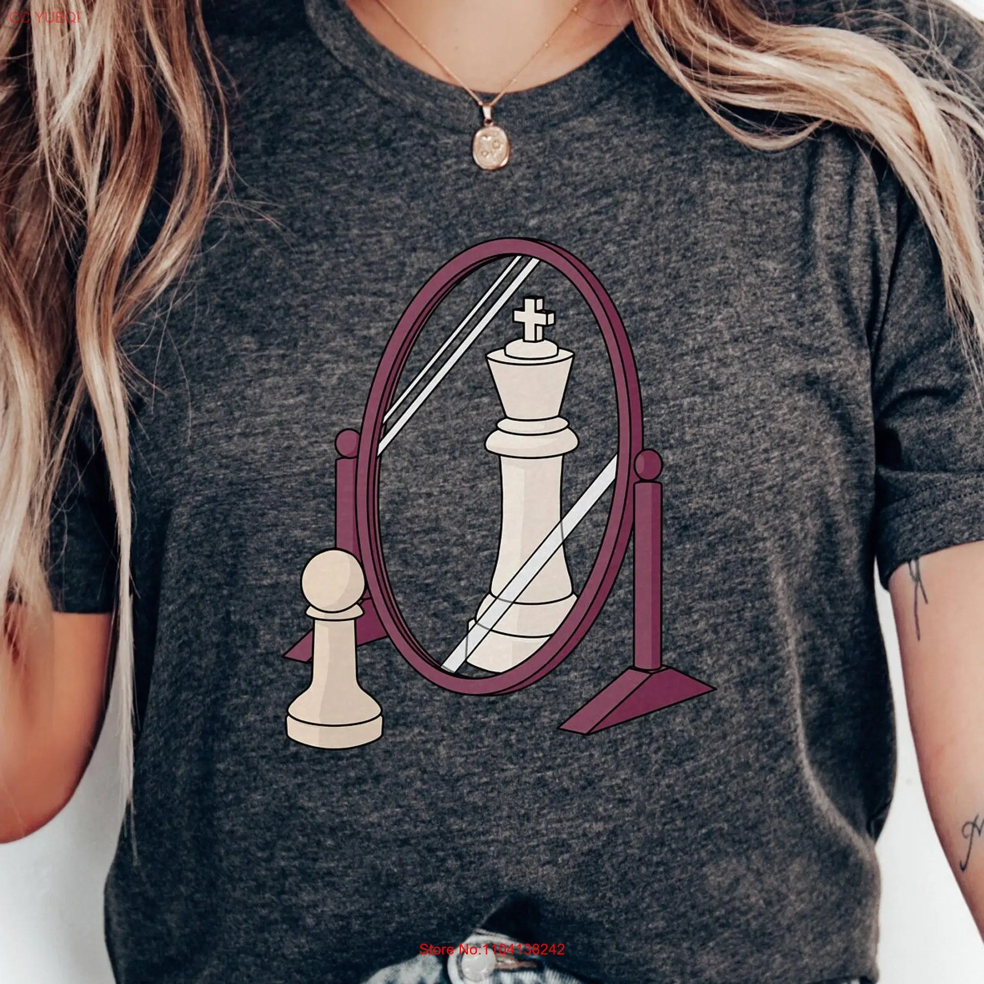 Chess Mirror Beauty T Shirt Funny Quirky Board Game for Lovers Enthusiasts Players long or short sleeves