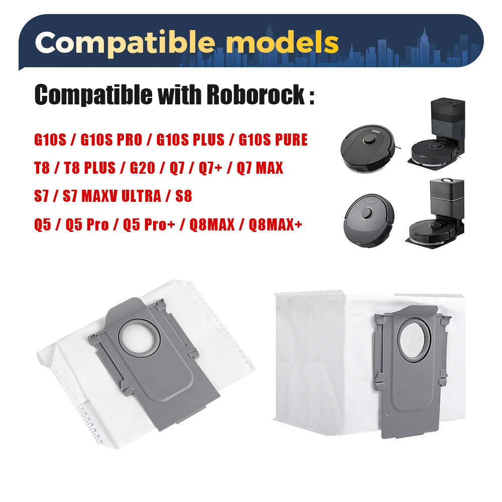 Dust Bags for Roborock Q7Plus/Q7Max/Q7/Q7+/Q8 Max/Q8 Max+/Q8 Max Plus/Q5 Pro/S7/S7 MAXV ULTRA/S8/G10S/T8 PLUS/G20 Vacuum Cleaner