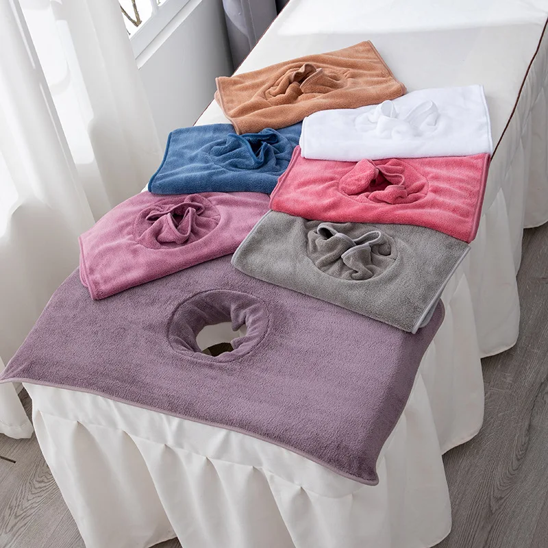 Thick Face Hole Towel For Beauty Bed SPA Massage Bed Face Rest Pad With Hole Salon Bed Lying Pillowcloth For Skincare