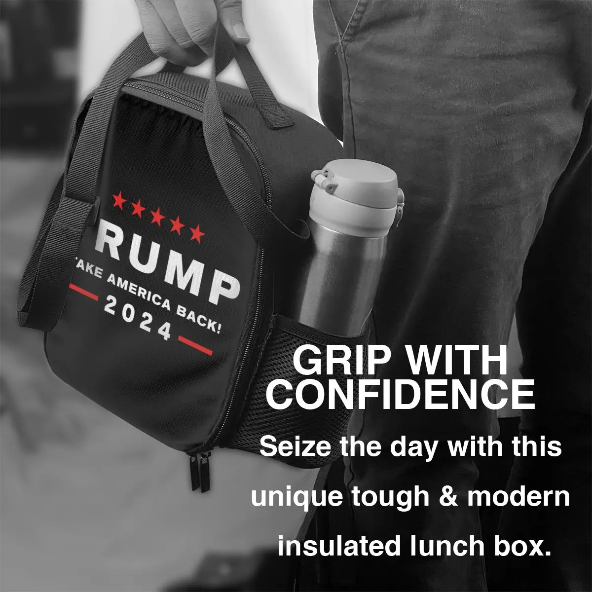 Trump 2024 US America Back Portable Lunch Boxes Women Multifunction Cooler Thermal Food Insulated Lunch Bag Office Work