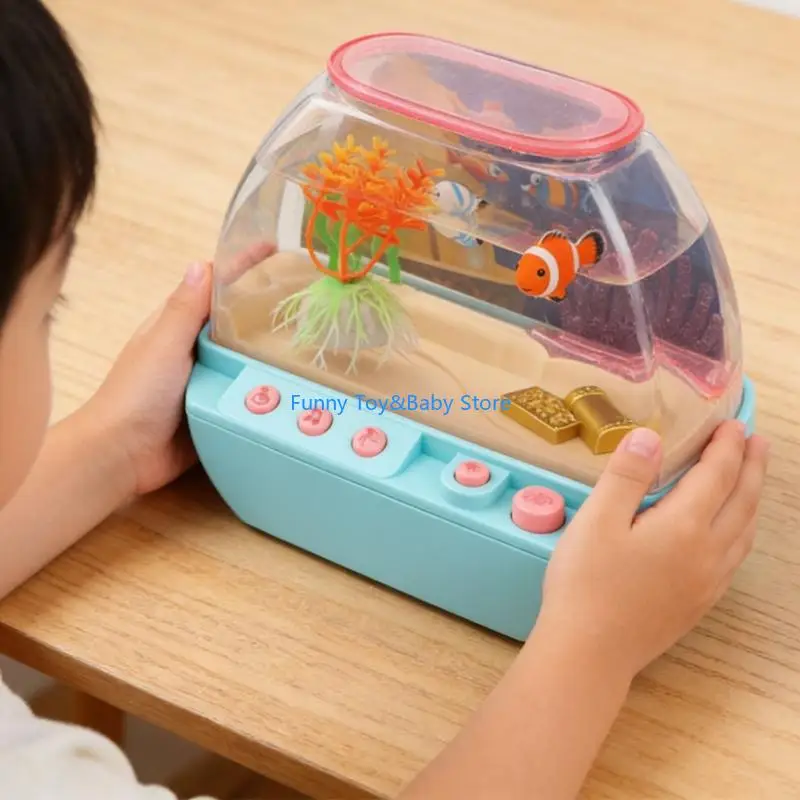 مصباح LED لحوض السمك للأطفال لغرفة النوم والمكتب، ضوء سمكة متحرك افتراضي للمحيط، هدية مثالية للأطفال والقطط C90B