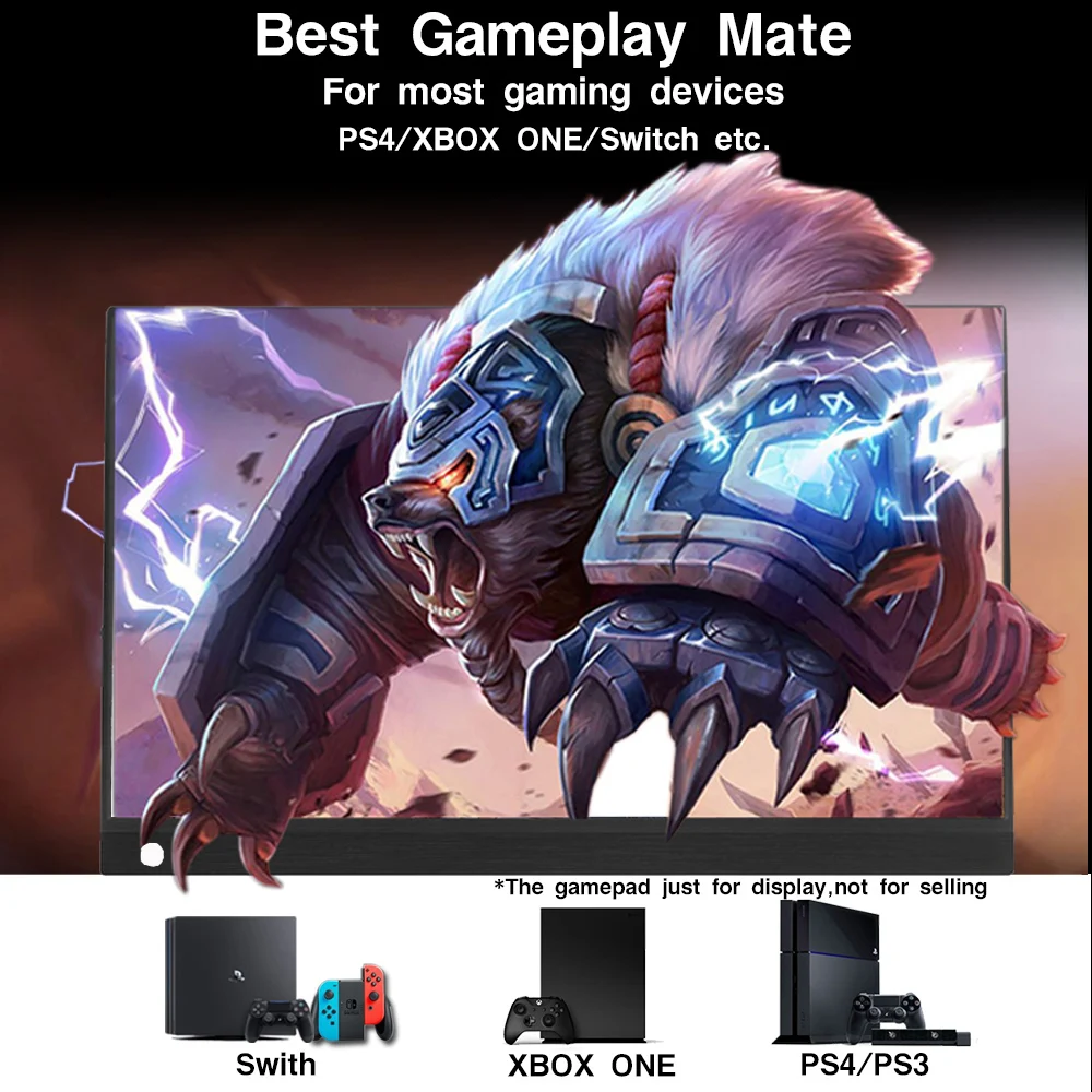 Ultra-fino usb tipo-c portátil computador monitor magro 15.6 Polegada 1080p display lcd ps4 portátil monitor