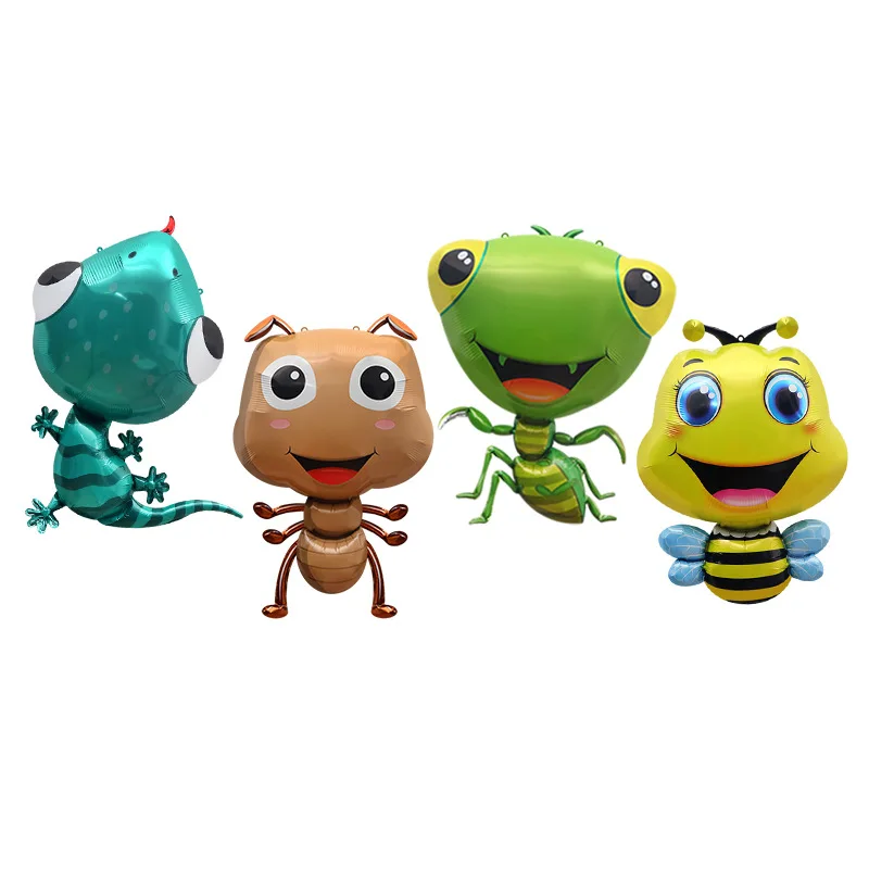Nuevo globo tridimensional de película de aluminio con forma de Animal de dibujos animados, globo de dibujos animados de abeja Gecko, globo de hormiga Mantis, venta al por mayor