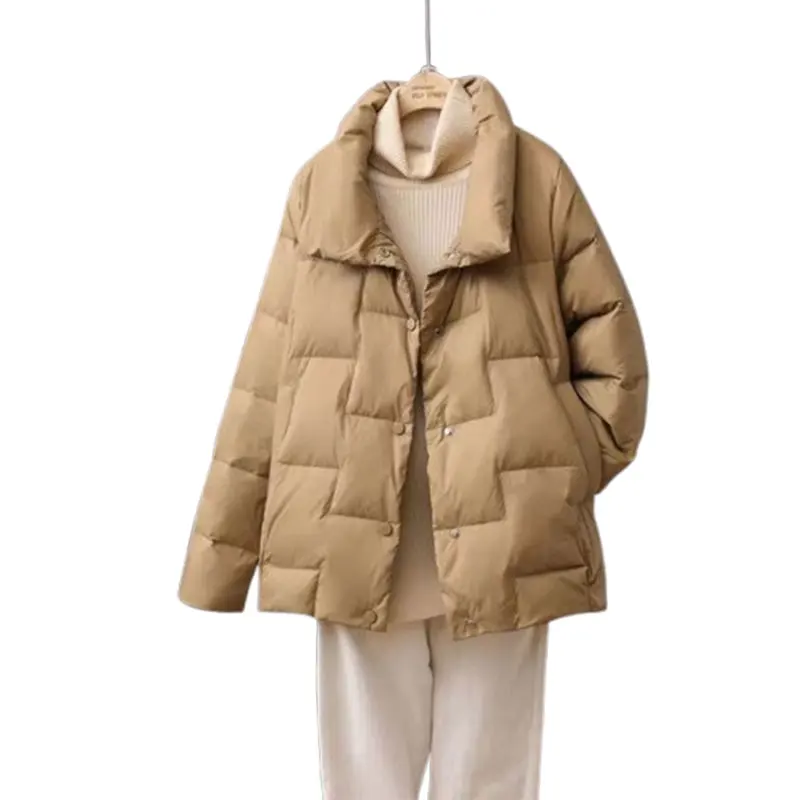 Parkas de manga larga con bolsillos y botones lisos, moda elegante Harajuku, ropa ajustada para mujer, prendas de vestir exteriores informales holgadas que combinan con todo