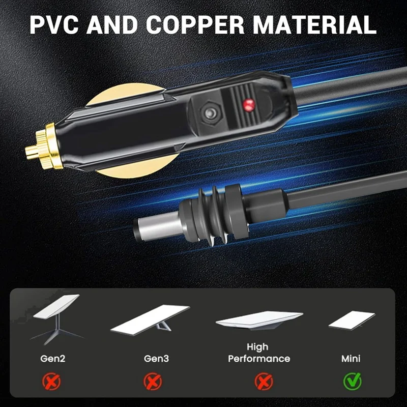 For Mini DC Power Cable,DC Car Power Cable for Satellite 18AWG, IP68 Waterproof Car Charger Power Supply Cord,A