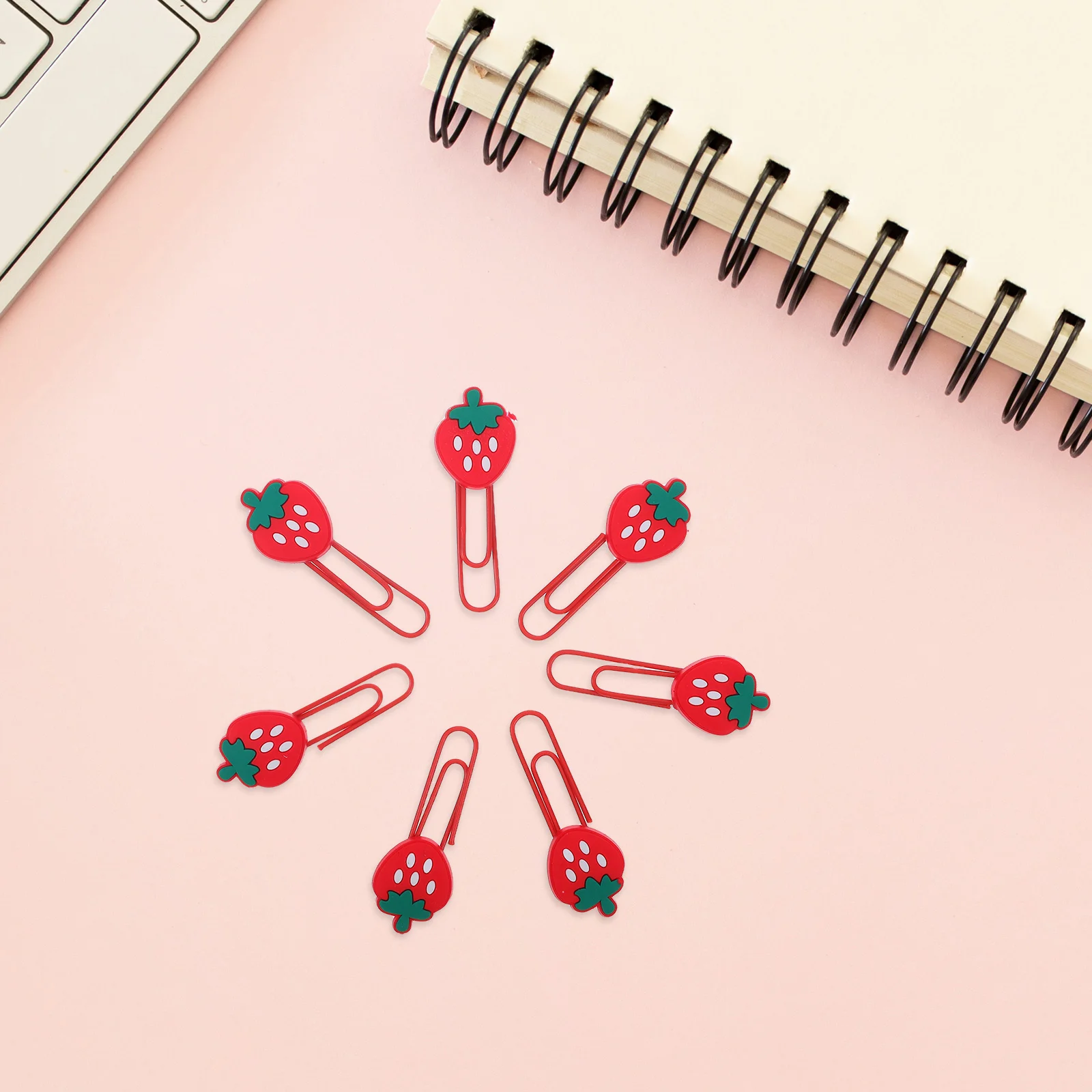 30Pcs Cute Strawberry Paper Clips Colorful Cartoon Paperclips Decorative Note Clip Creative Bookmarks for Students Office