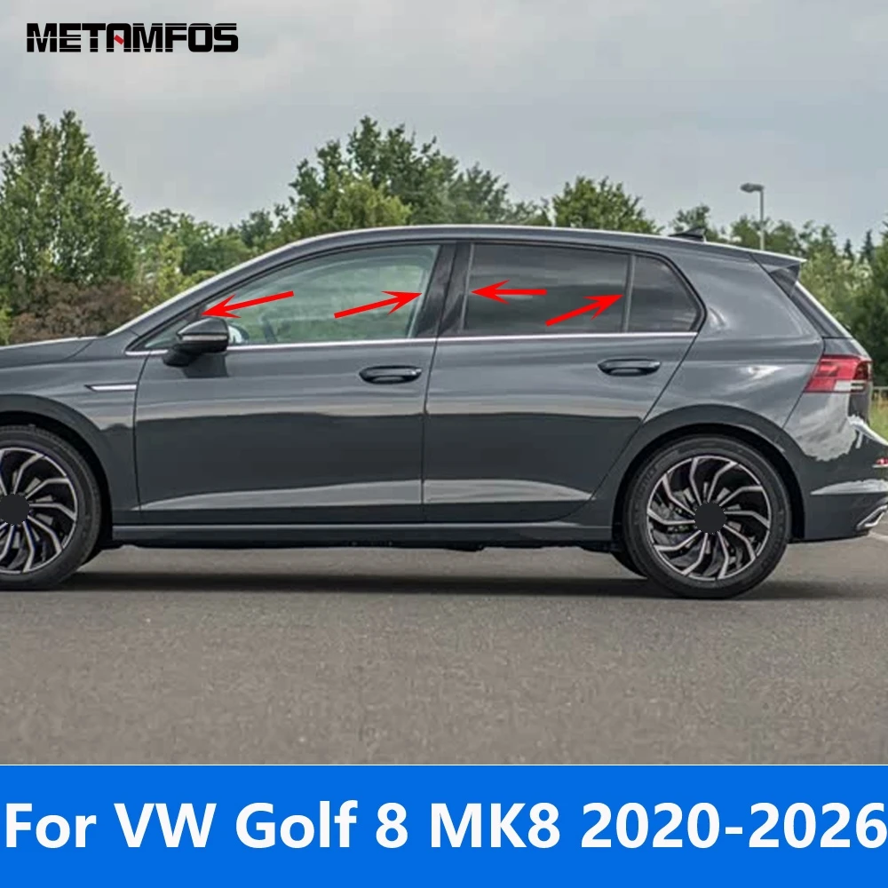 

Для Volkswagen VW Golf 8 MK8 2020-2025 2026: Стальные накладки на центральные стойки окон (B и C), декоративные элементы, аксессуары для стайлинга автомобиля