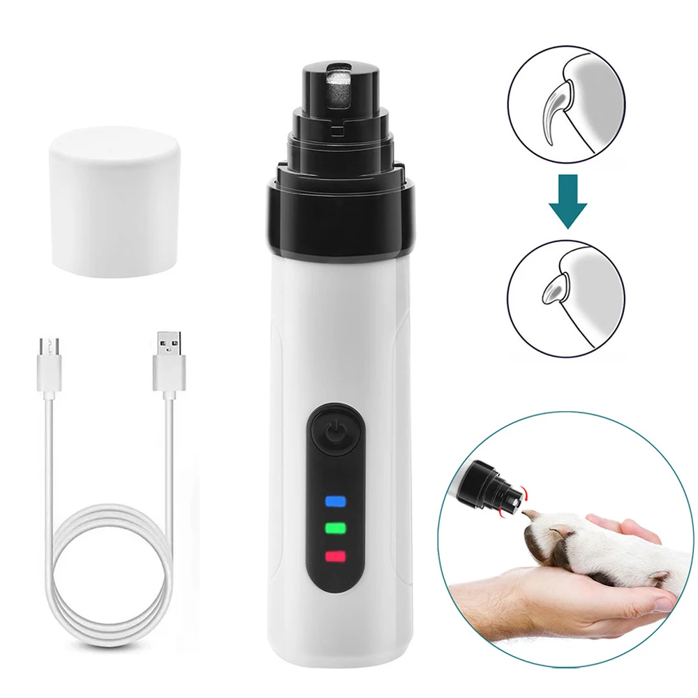 Dog Nail Grinder 2-Speed Electric USB Rechargeable Pet Nail Trimmer Painless Paws Grooming Smoothing for Dogs & Cats