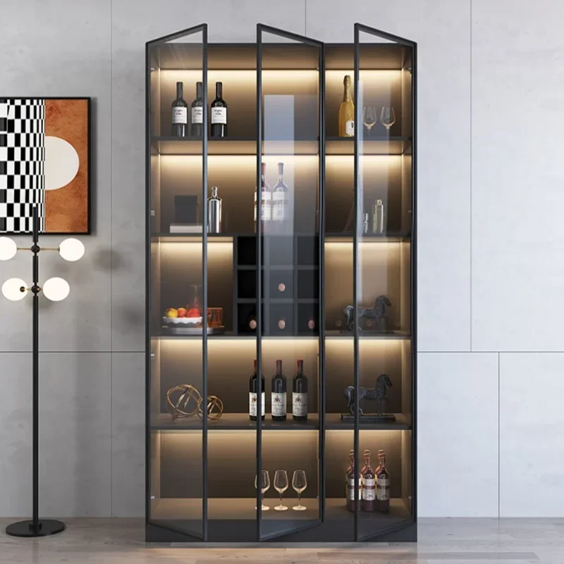 

Liquor Glass Wine Cabinets Living Room Home Wall Wooden Storage High Wall Cabinet Restaurant Wine Cabinets Furniture QF50JG