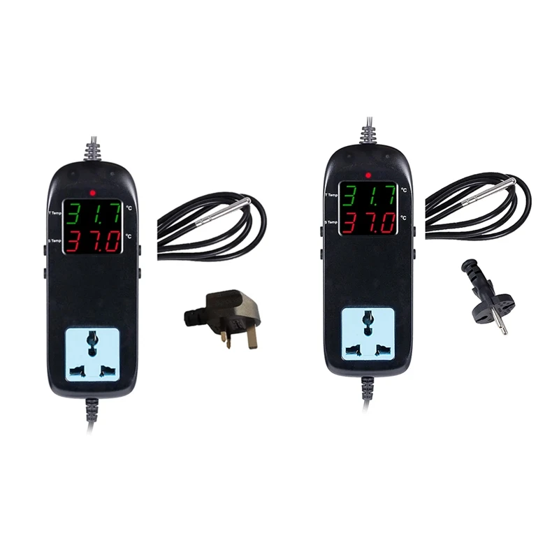 Digital Temperature Controller Build In Outlet 2200W 220V 10A Thermostat Controller For Reptile Freezer Durable UK Plug