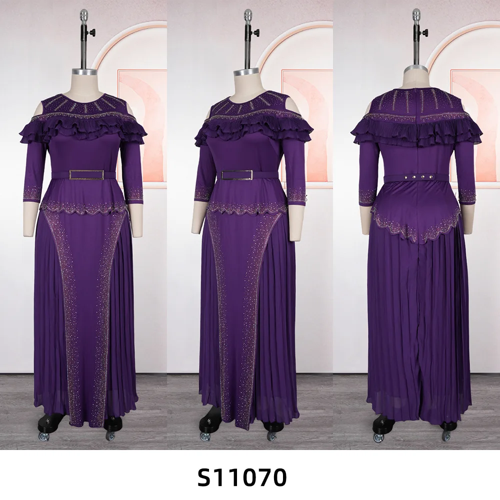 African Party Dresses for Women Plus Size Elegant Luxury Ruffle Wedding Evening Gown Dashiki Ankara Turkey Outfit Robe New