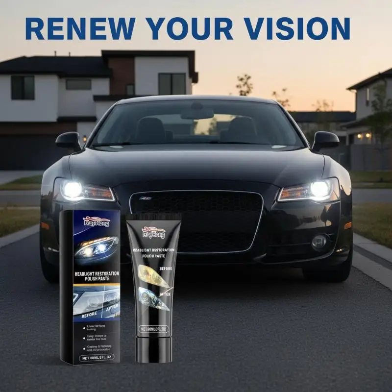 Car Headlight Polishing Paste Car Light Polisher Cleaning Paste Professional Headlight Restore Brightener Headlamp 60ml
