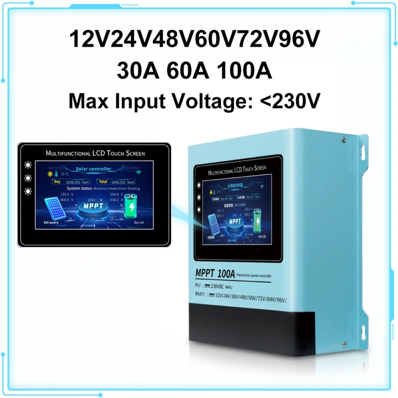 MPPT Solar-Laderegler 12V 24V 48V 60V 72V 96V Universal 30A 60A 100A Maximaler Photovoltaik-Eingang＜230V