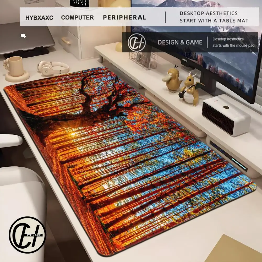 Mouse Pad Gamer HD XXL Computer keyboard pad Desk Mats MousePads Forest Landscape Gamer Laptop Carpet Natural Rubber Table Mat