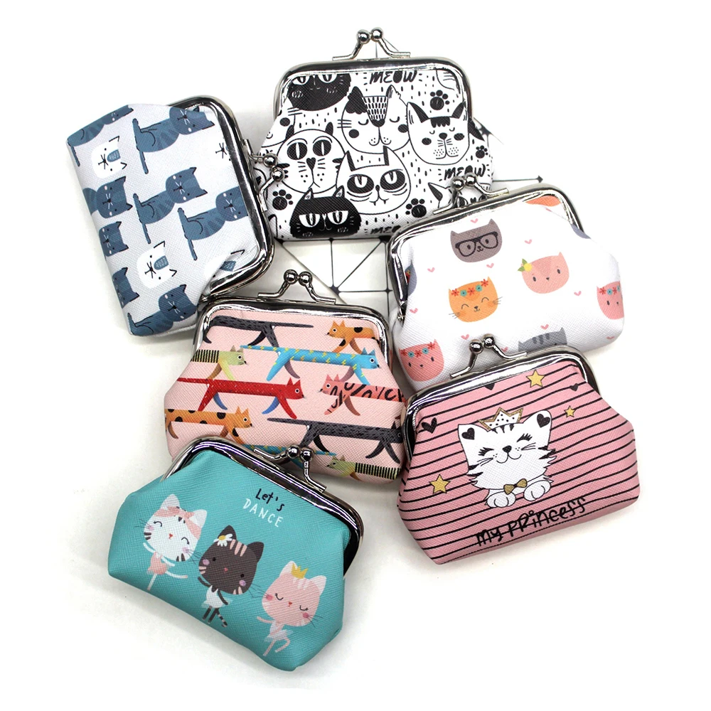

Small Pocket Handbags Cartoon Cat Clutch Money Bags Coin Purses Zero Wallet Keys Bags Mini Wallets