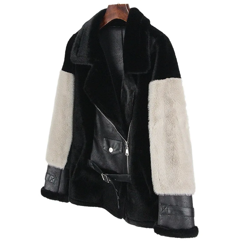 2023 Autumn Winter New High-grade Fashion Casual Loose Thick Warm Commuting Mid-length Imitation Mink Fur Coat Women Trend