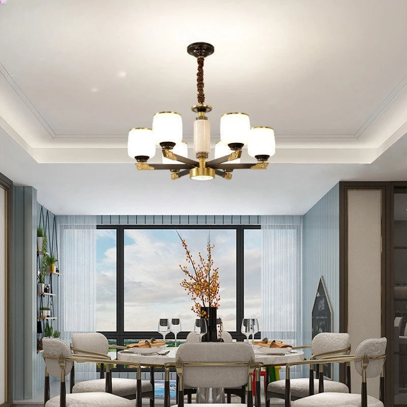 Light simple dining room light jade enamel color bedroom light atmosphere Chinese style
