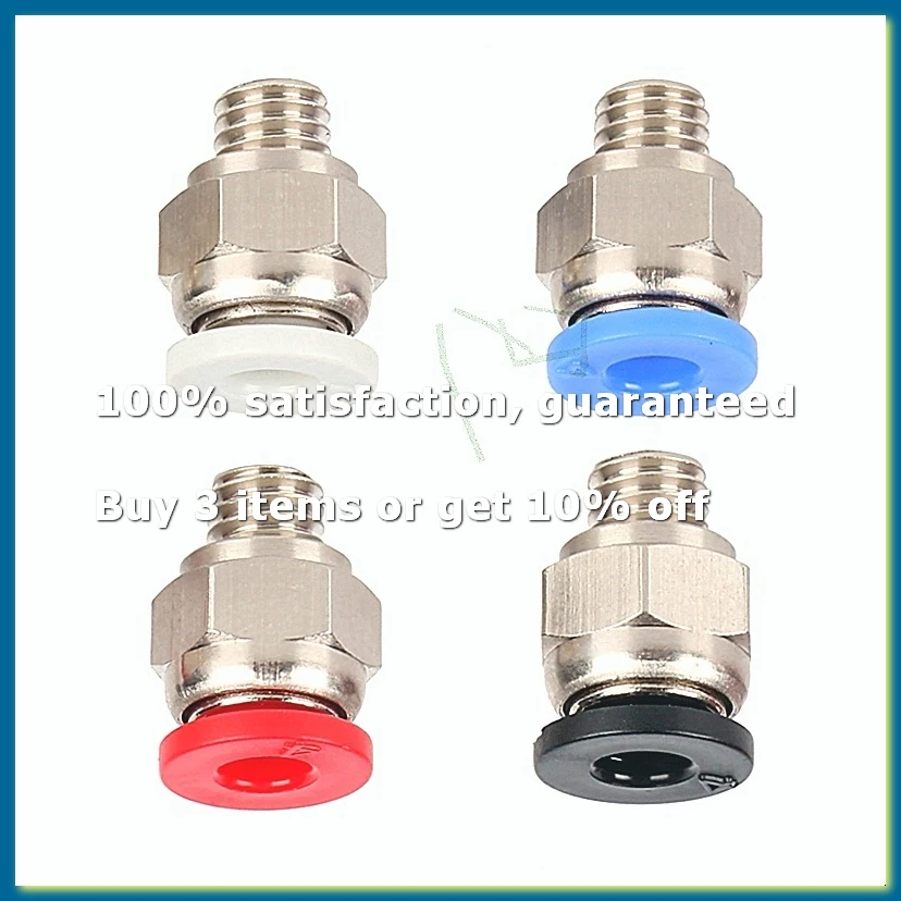 4Pcs 3D Printer Parts PC4-M6 Quick Connector Straight Through Pneumatic Connector for V6 Hotend 1.75mm Filament