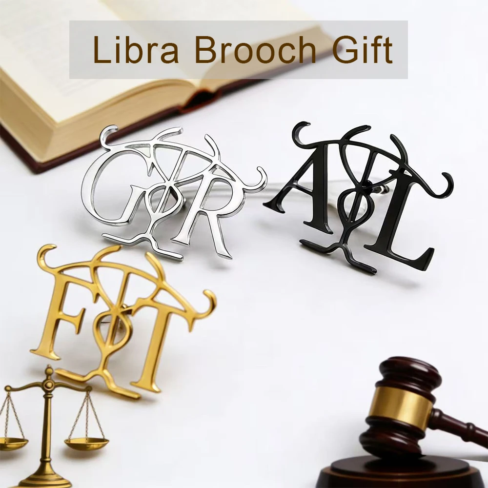 

Judge Gift Brooch Customized Two Letter Libra Brooch Personalized Gift, Law Department Men's and Women's Fashion Accessories
