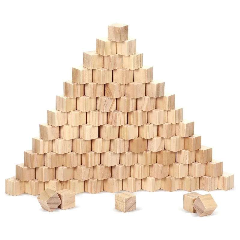 100 sztuk 2cm drewniane kostki, niedokończone naturalne drewniane bloki pusta kostka dla majsterkowiczów projekt Craft Making malowanie Baby Showers