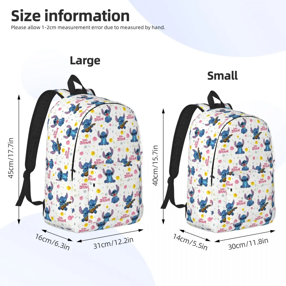 Custom Cartoon Travel Canvas Backpack Women Men School Computer Bookbag Stitch Seamless College Student Daypack Bags