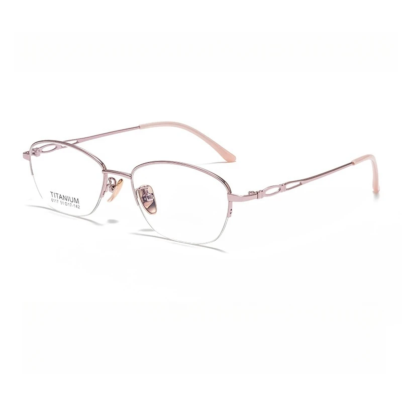 OLLYMURS موضة خفيفة عالية الجودة سبيكة نصف إطار نظارات النساء الرجعية وجه صغير النظارات الطبية البصرية الإطار