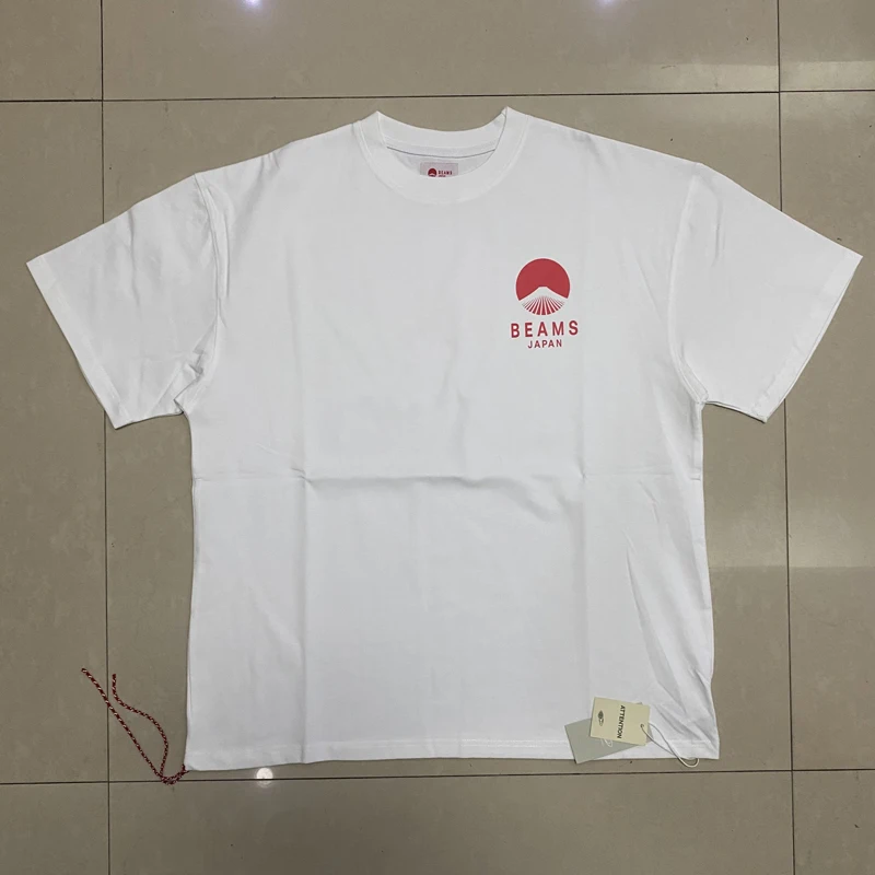 2026  Streetwear Beams T-shirt Men Women Casual Short Sleeve Red Rope Cotton Loose Top Tee Send Out in One Day