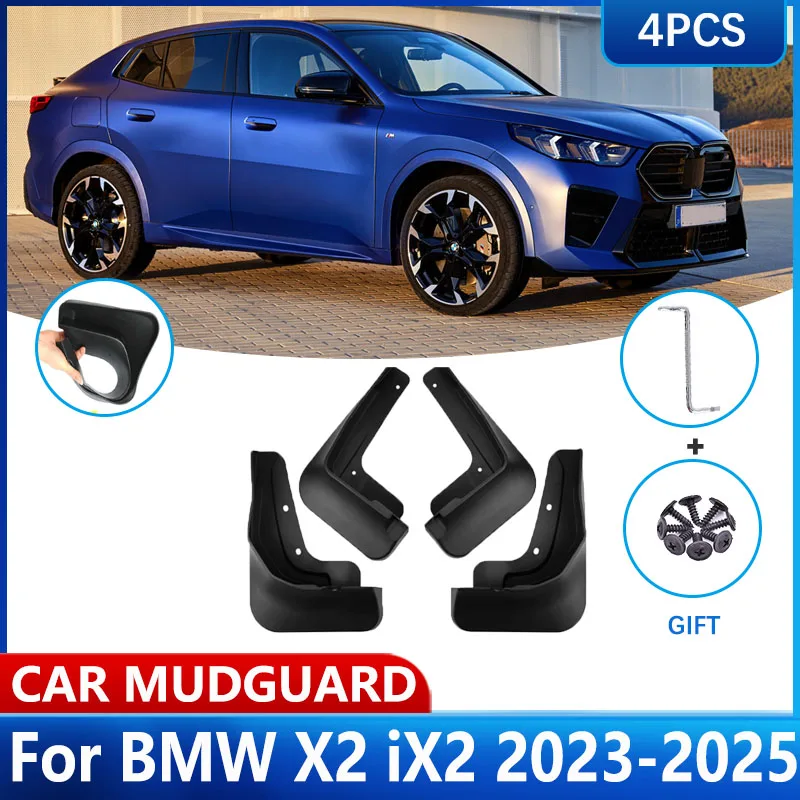 

4PCS Car Mud Flaps For BMW X2 iX2 U10 2023 2024 2025 Car MudFlaps Fender Mud Guards Splash Protect Mudguards Car Auto Accessorie