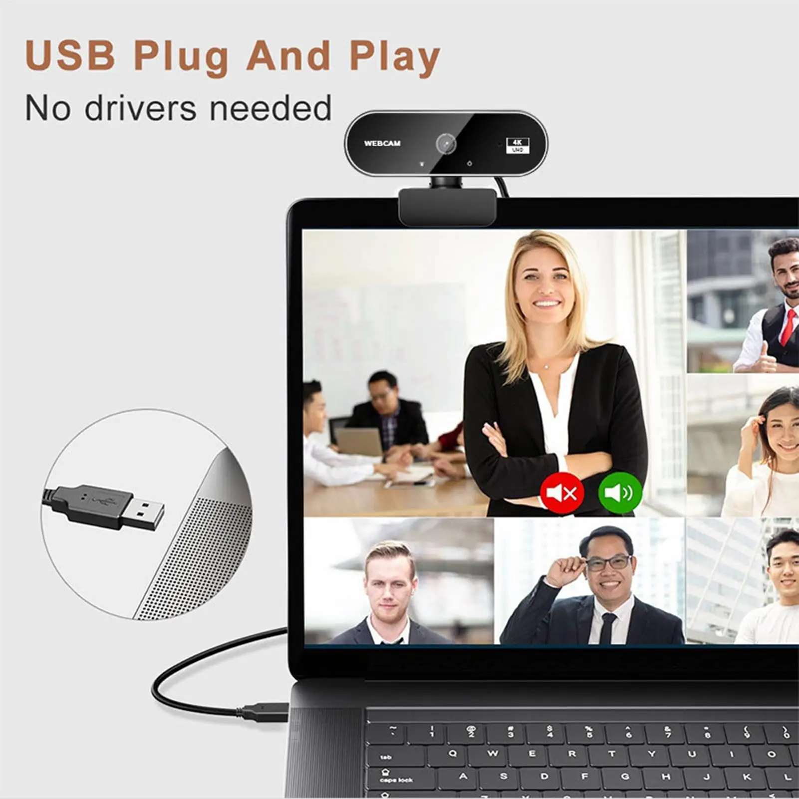 Webcam For Pc Pc Camera 4k HD Wireless Monitor For Business Calling Meetings Laptop Desktop Game Conference Teams Video
