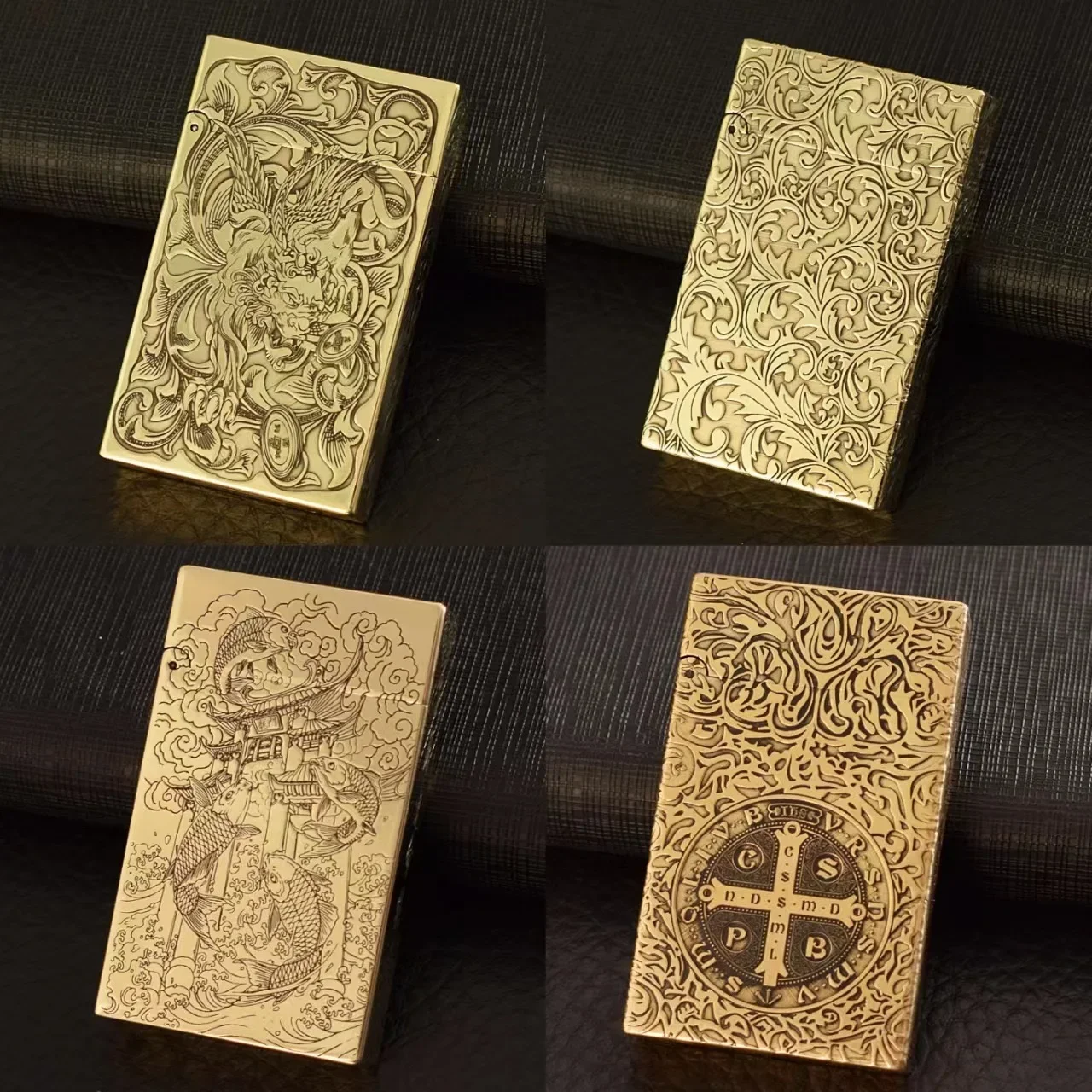 Zorro 552 Retro Loud Brass Personality Kerosene Loud Windproof Lighter Five Sided Carved Tang Grass Men's Gift