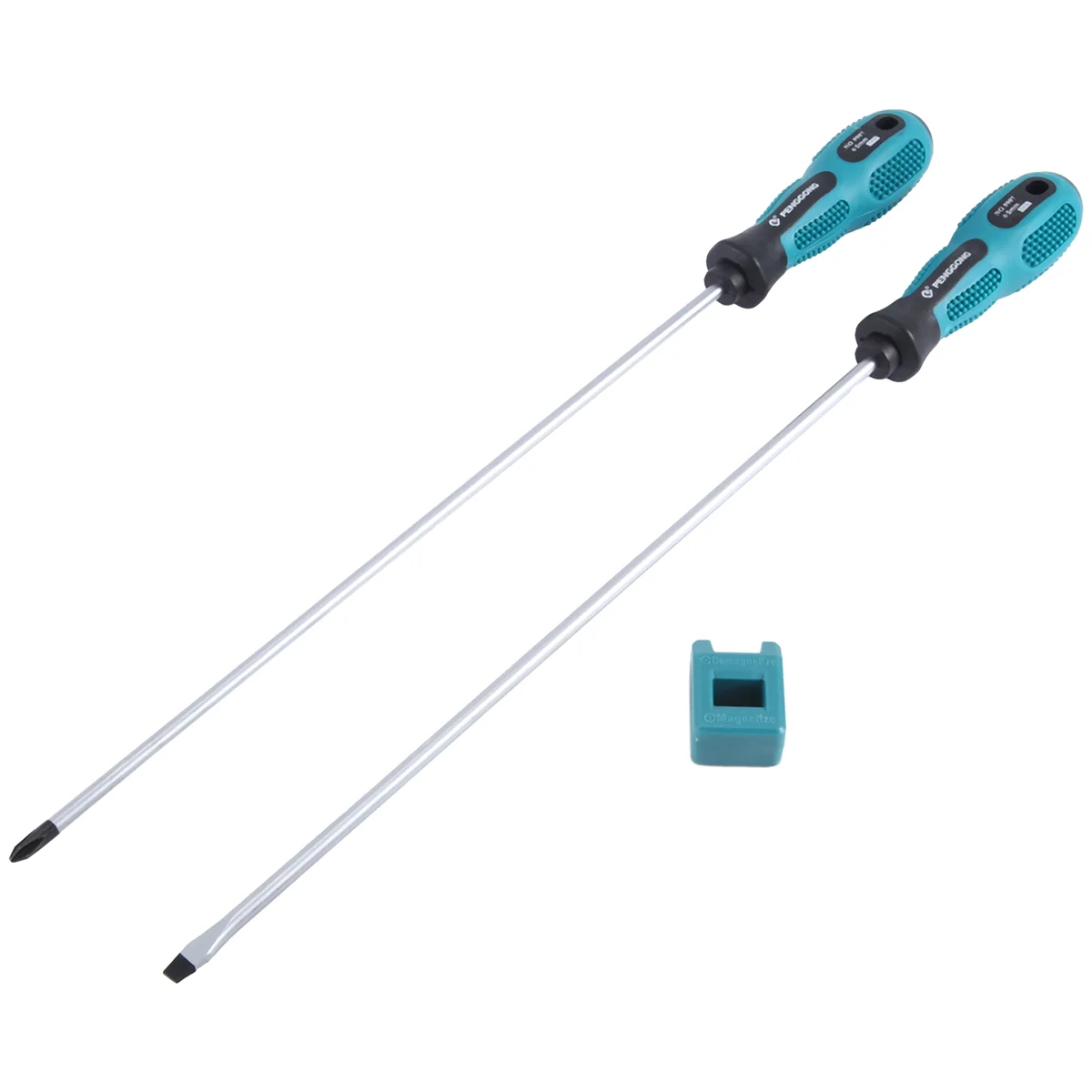 BOFO PENGGONG 2Pcs 12 Inch Long Slotted and Phillips Screwdriver Set Magnetic Screwdriver with Rubber Handle