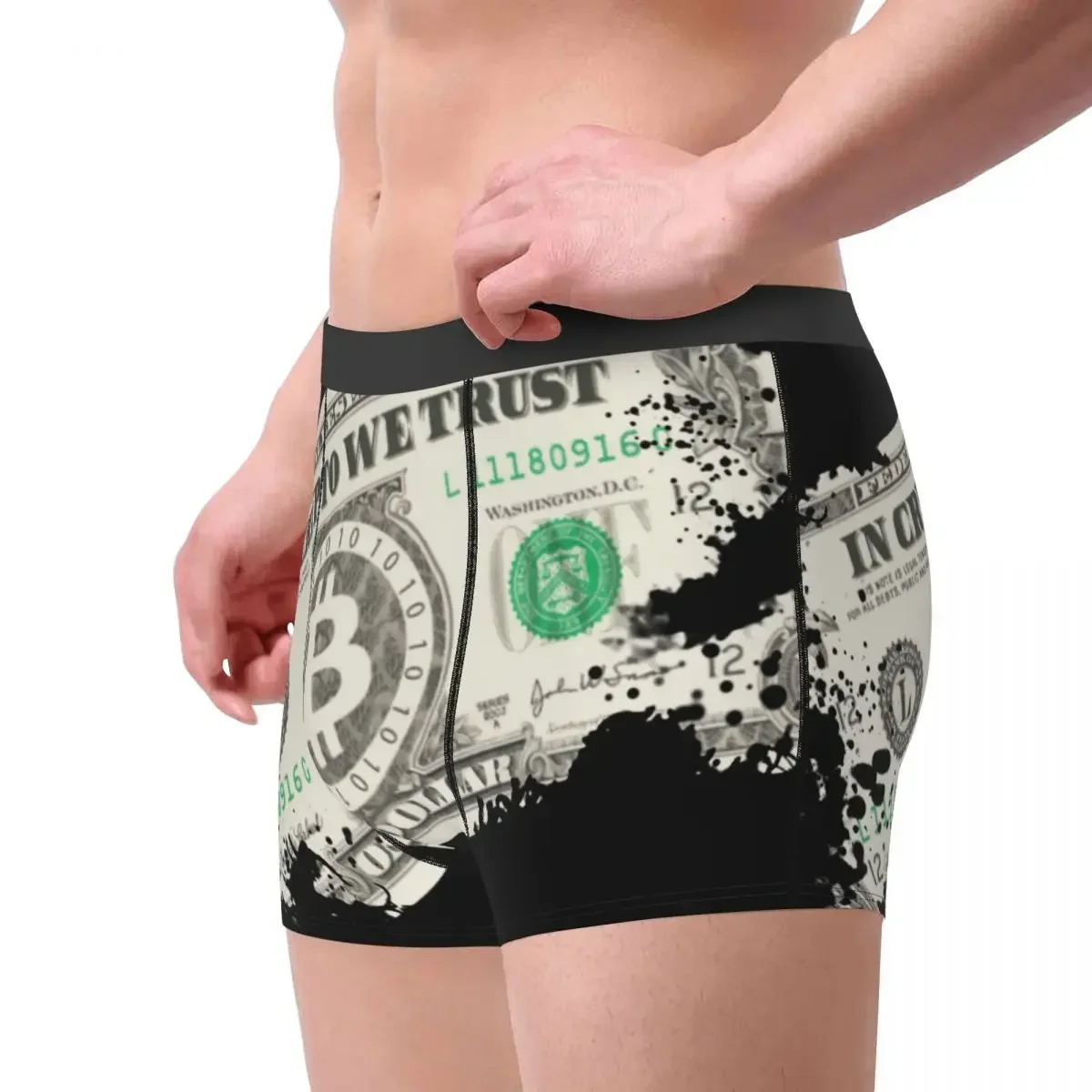 In Crypto We Trust Bitcoin US Dollars Men Underwear Boxer Briefs Shorts Panties Fashion Polyester Underpants for Homme