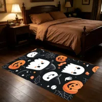 Velvet Cartoon Ghost Pumpkin 2D Large Rug for Living Room and Bedroom, Warm Halloween Festive 2