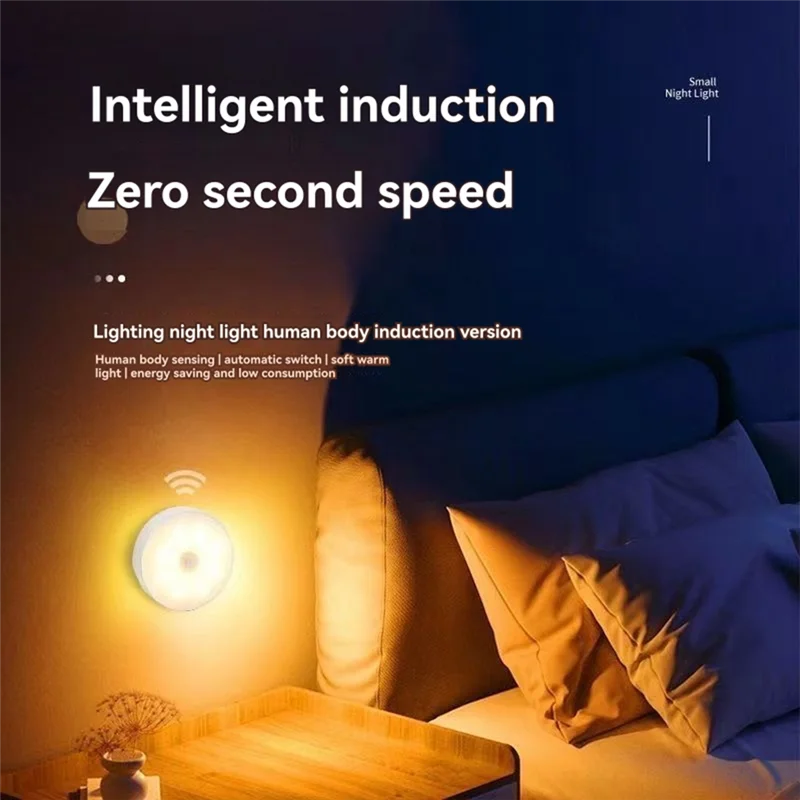 Abnp luz noturna com sensor de movimento, recarregável, sem fio, led, portátil, cozinha, sala de cabeceira, iluminação de mesa